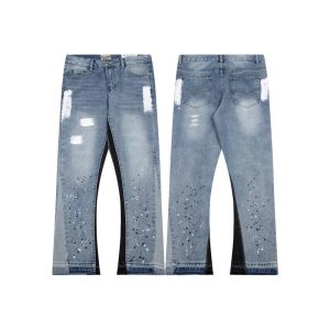 slightly flared denim trousers